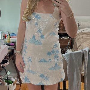 Gianni Bini Sequin Blue and White Mini Dress
